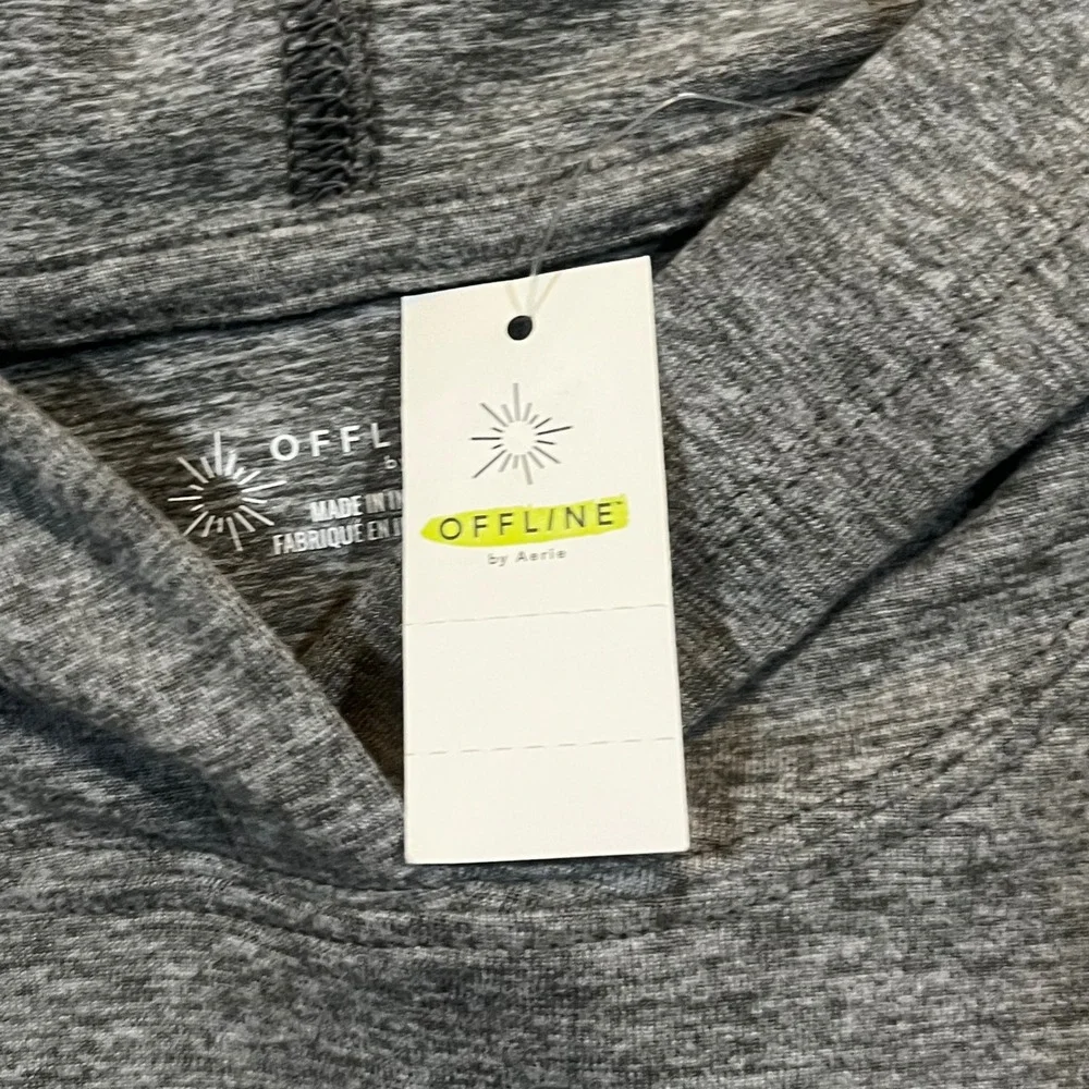 NEW OFFLINE by Aerie Real Me Hoodie Grey Heathered Long Sleeve Sweatshirt M